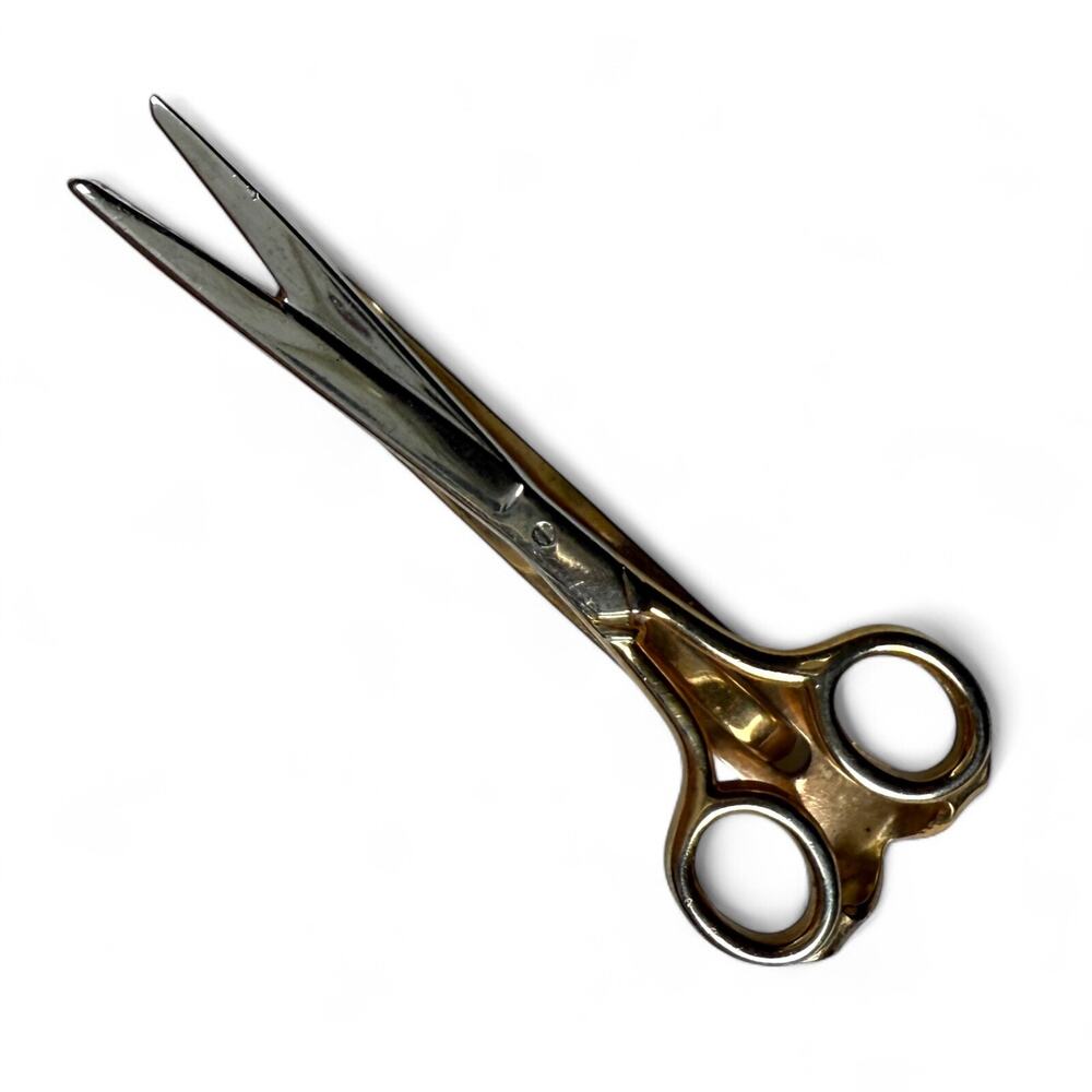 Vintage Swank Gold Tone Scissors Brooch Novelty Design Silver gold tone Blades